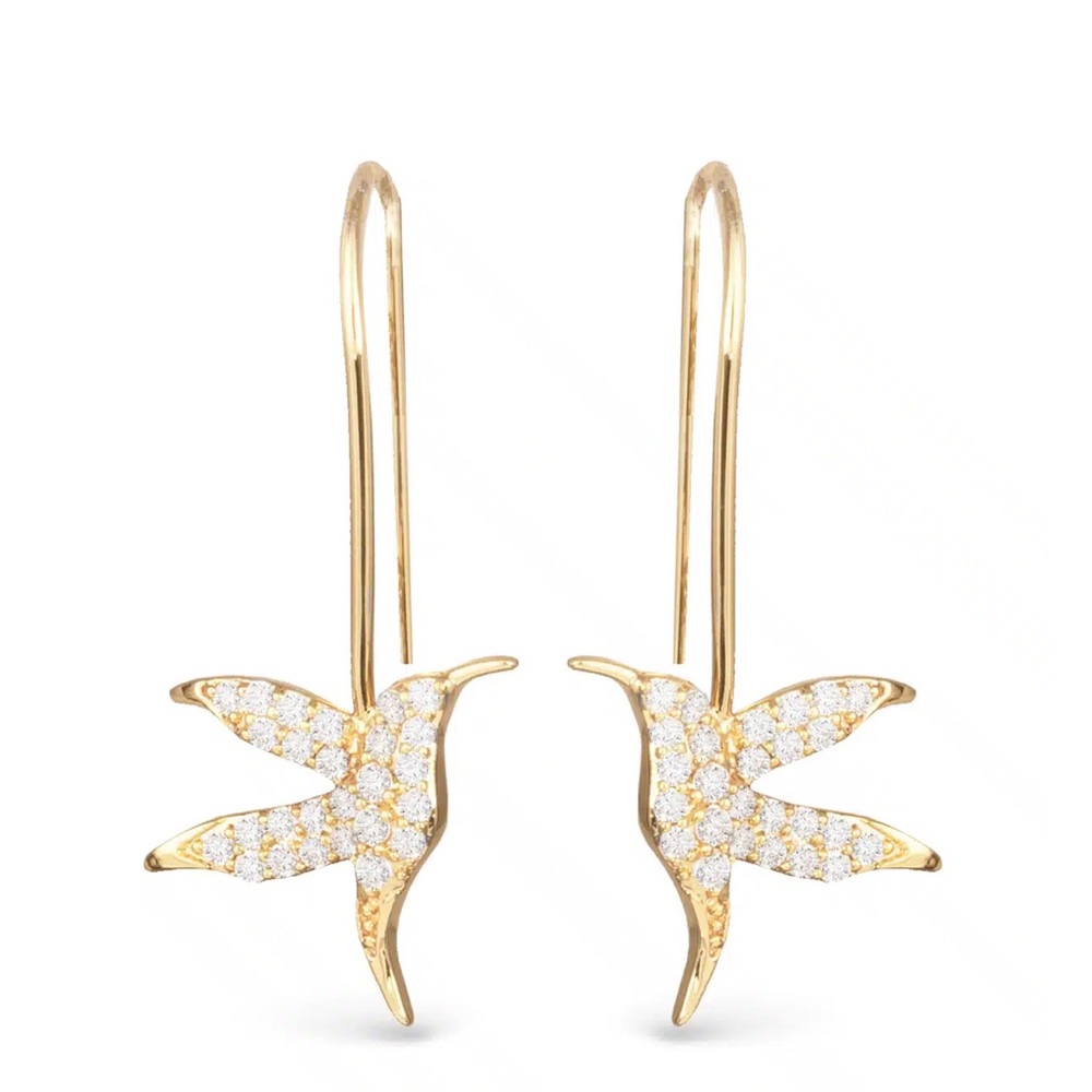 Amanda Blu - HUMMINGBIRD CZ DROP EARRINGS – GOLD